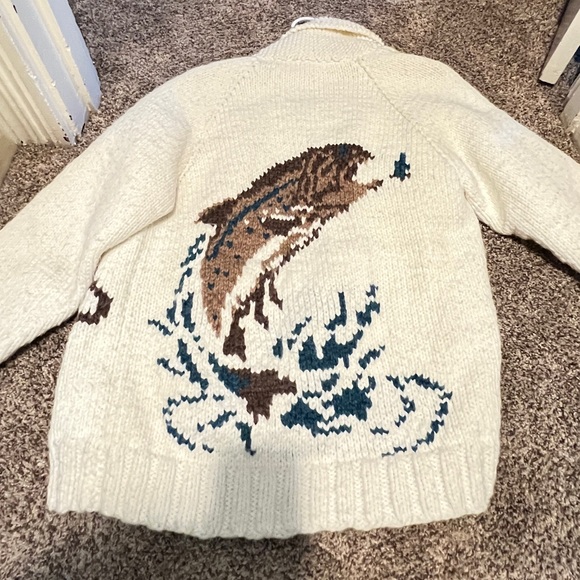 Handmade Other - Hand Made Vintage Wool Cardigan Mary Maxim Fish Pattern